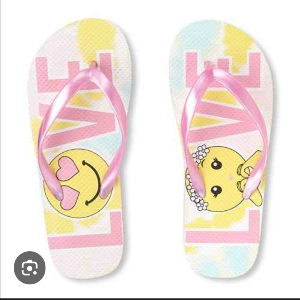 NWT TCP Emoji Flip Flops - Pink and Yellow